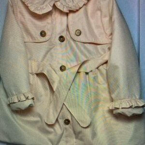 Cream Kids Jacket with Ruffle Collar